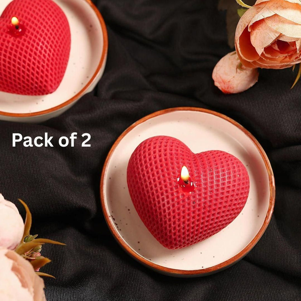 3D Heart-shaped Scented Candle  (Pack of 2)