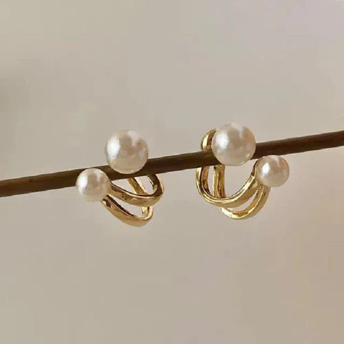 Double Pearl Stud Earring